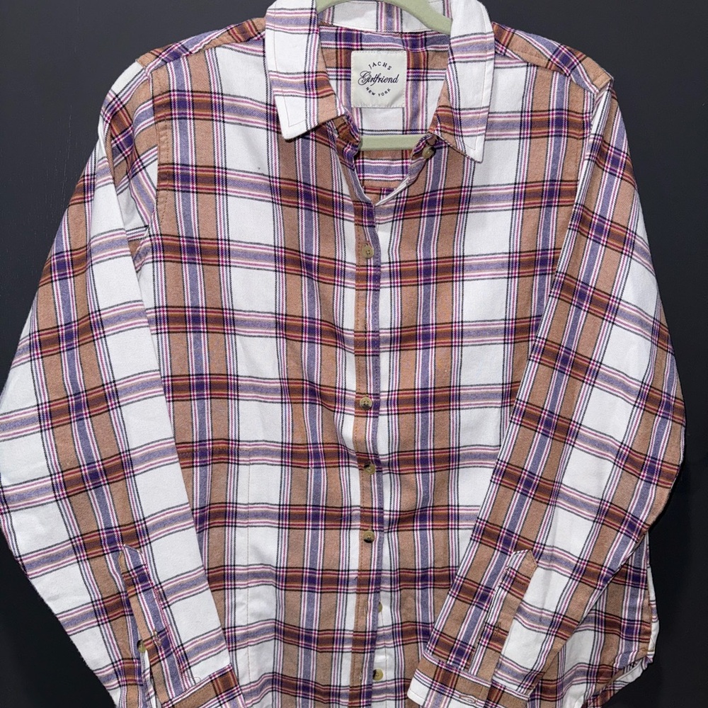 Jachs Girlfriend Plaid Shirt - White, Brown, and Purple